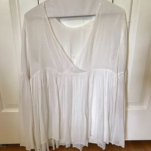 White Bell Sleeve Boho Blouse